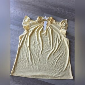 Elegant Yellow Ruffle Sleeve Blouse